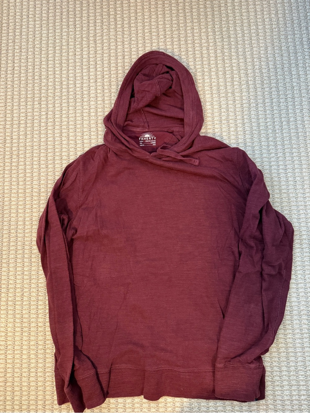 Faherty Wine Hooded Long-Sleeve Pullover